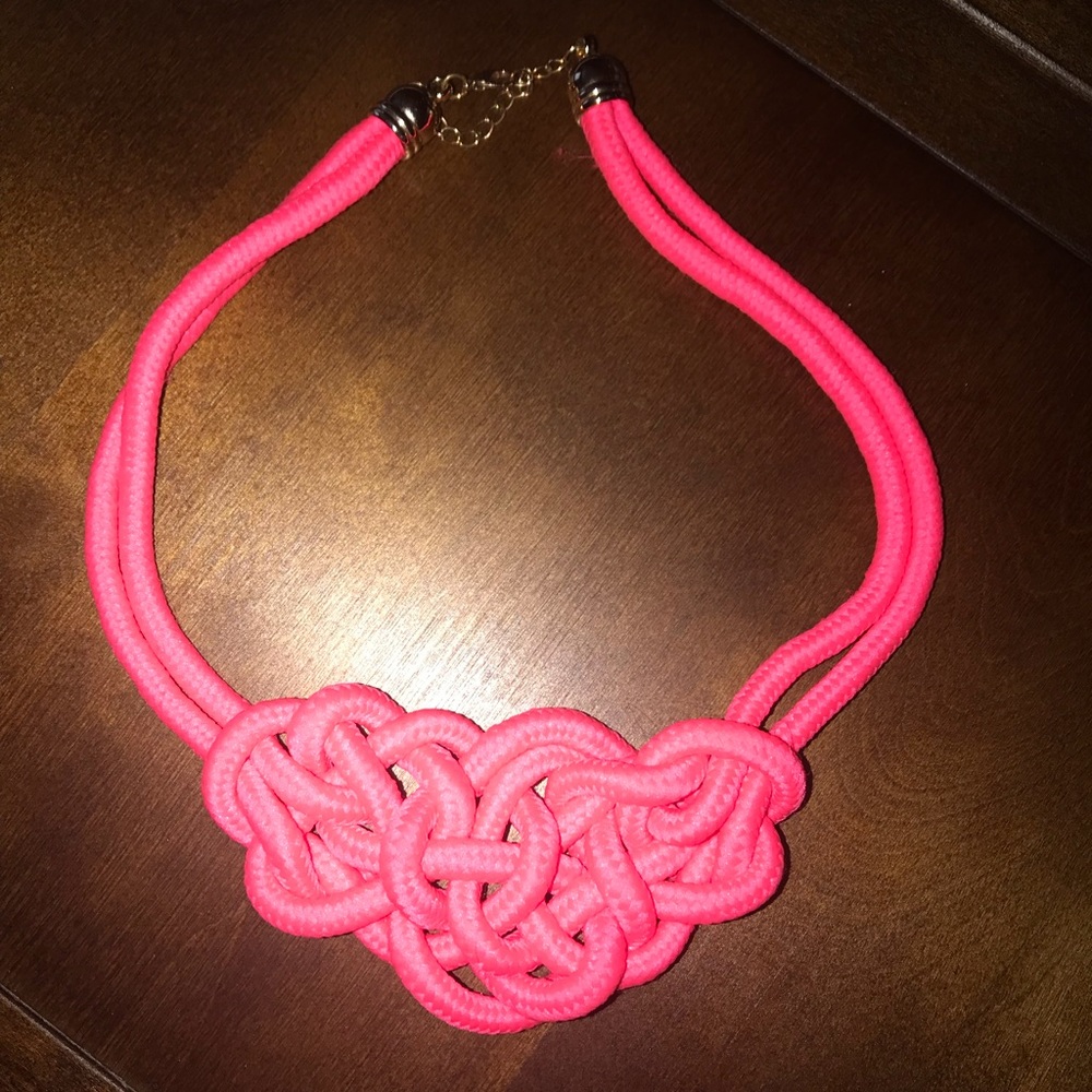 necklace the tie. neon pink